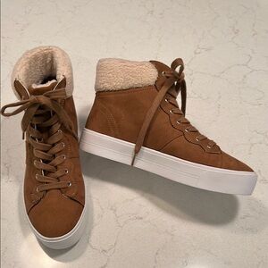 Marc Fisher Tan Ankle Boots with White Sole